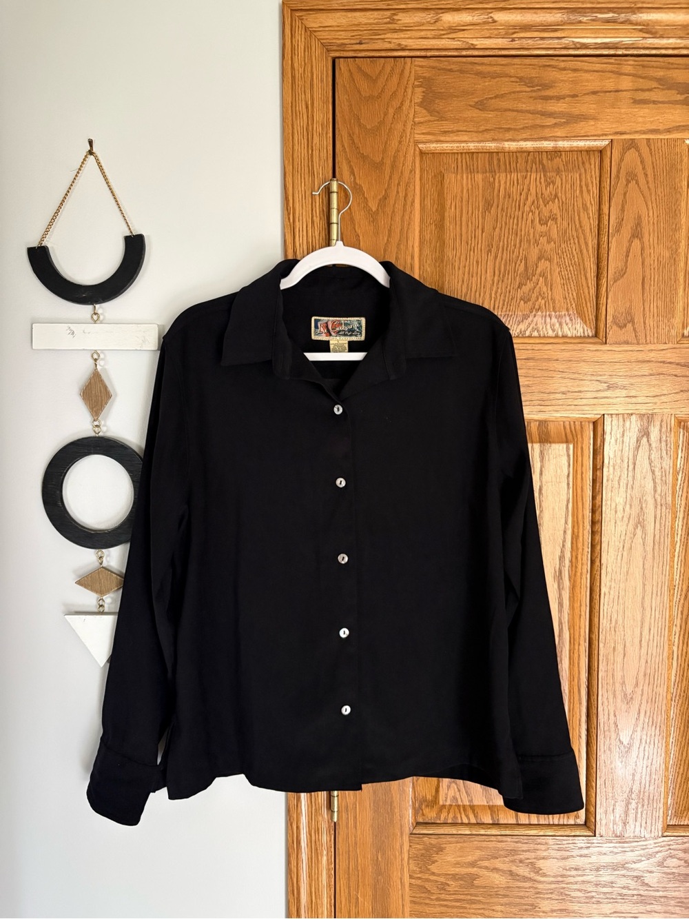 Women's Black Button-Down Shirt by La Cabana